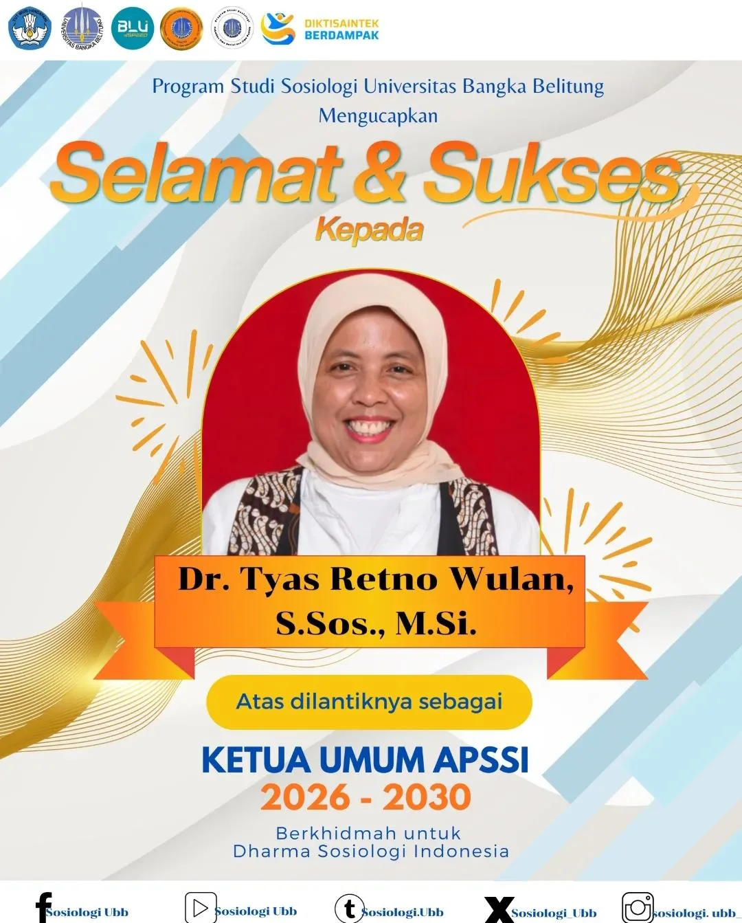 UBB Sosiologi Apresiasi Pelantikan Ketua Umum APSSI 2026–2030